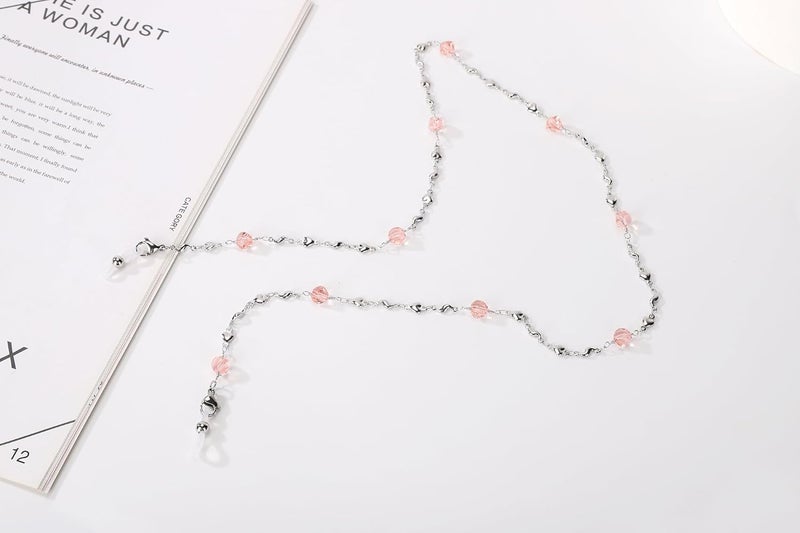 Hongeely Eyeglass Chain Silver Stainless Steel Handmade Necklace for Reading Glasses Sunglass Beaded Chains for Men Women - Image 3